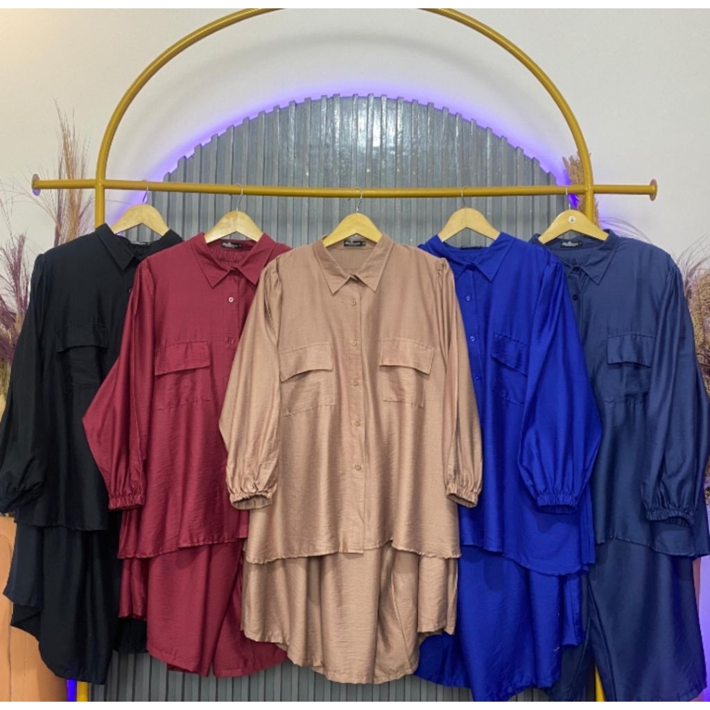 Set Kulot Rok Polo Linen By Shaqueena Bigsize Collection