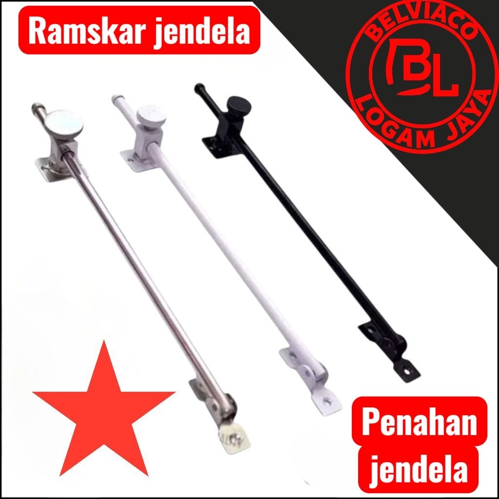 Ramskar jendela penyangga jendela hak angin stainless stell panjang 25cm