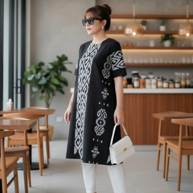 Shanaya Batik Tunik Tenun Dress CANTIK Baju Kantor Cantik Elegan