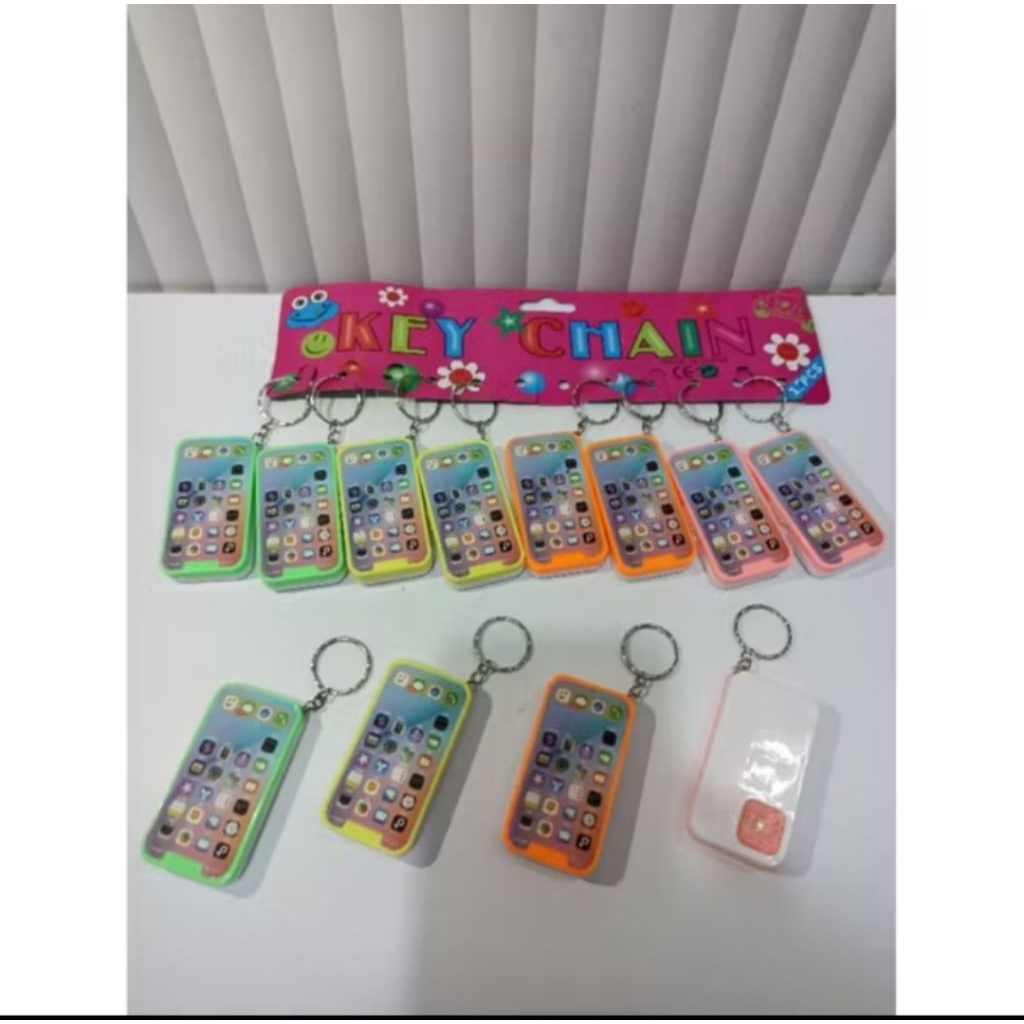 12PCS GANTUNGAN KUNCI LED MOTIF HP IPHON