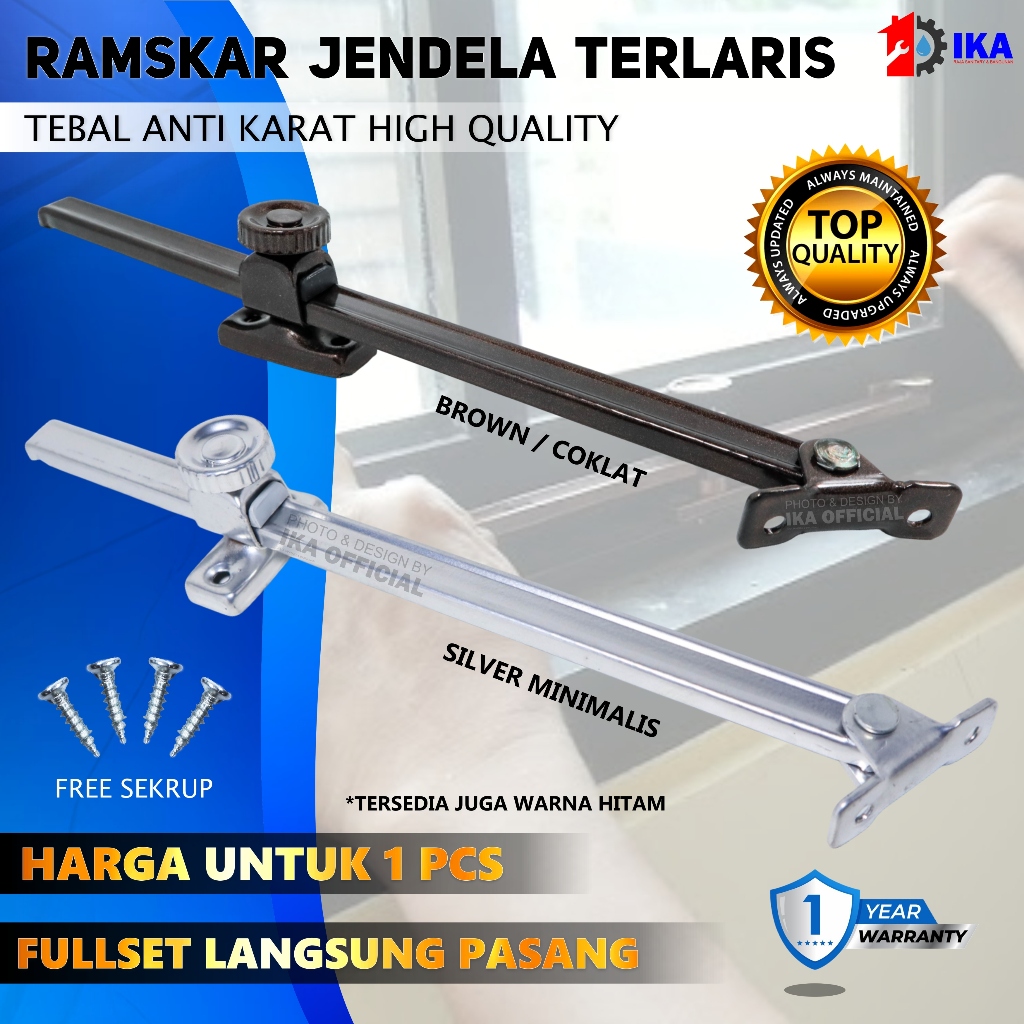 Ramskar Putar Hitam Silver Coklat / Hak Angin / Lamskar Jendela / Penahan Jendela Awet Bagus Murah /