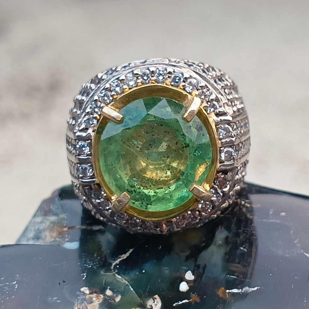 tsavorite green garnet big size memo lab ring perak