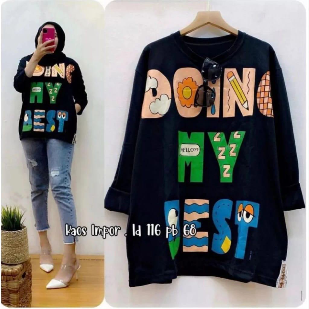 Baju Wanita Fashion Kaos Wanita Lengan Panjang Terlaris Baju Cewek Ld 110&120 Cod