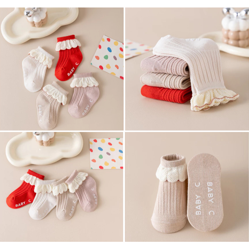 KAOS KAKI BAYI PEREMPUAN ANTI SLIP/ KAOS KAKI ANAK PEREMPUAN - ANTI SLIP