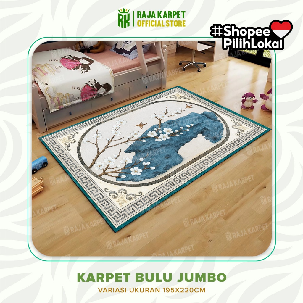 RAJA KARPET Karpet Busa Malaysia 195x220cm Karpet Busa Bulu Premium Anti Slip Ambal Malaysia 61-109