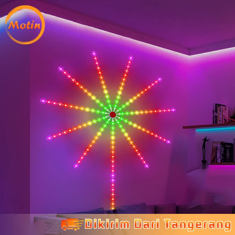180 LED Strip Lampu Model Kembang Apii RGB Firework Light Cocok Untuk Pesta