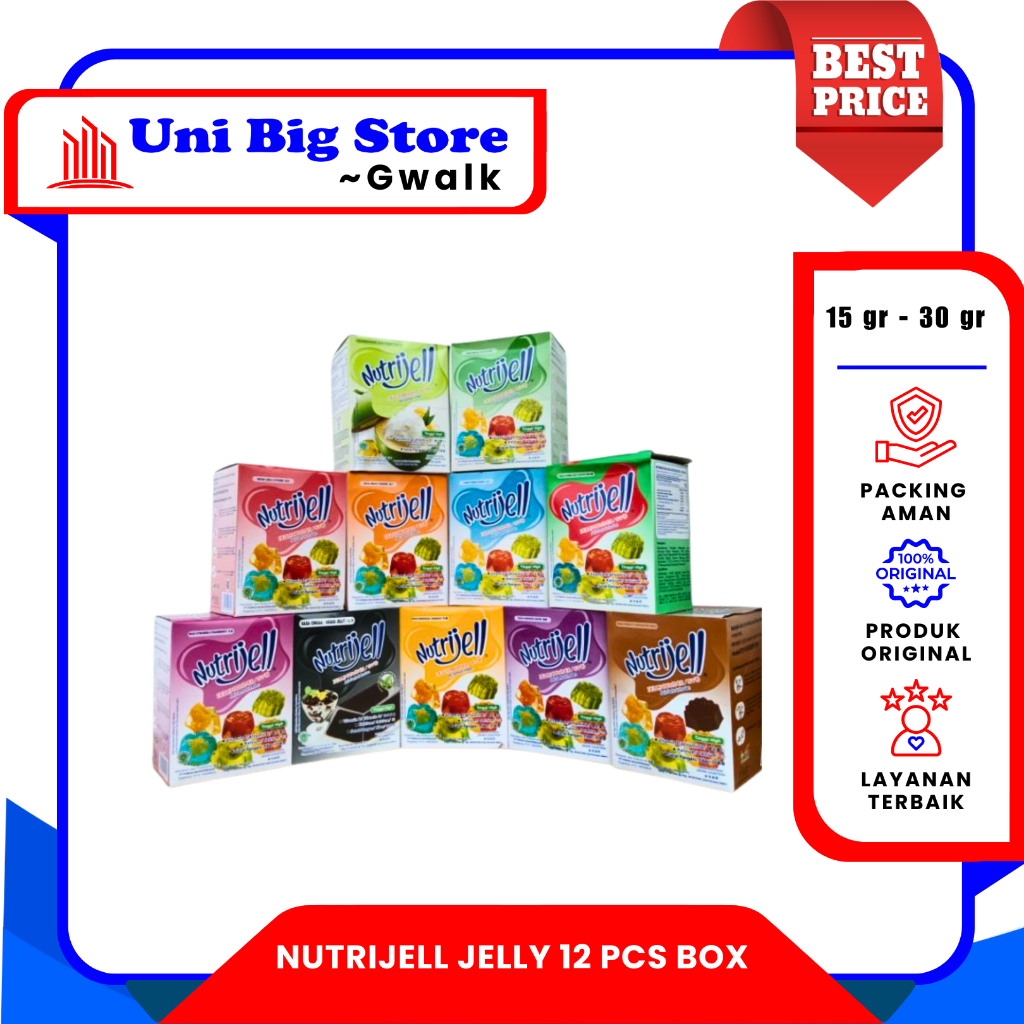 NUTRIJELL NUTRI JELL JELLY POWDER BESAR BUBUK PUDING DESSERT ~ 12 pcs BOX