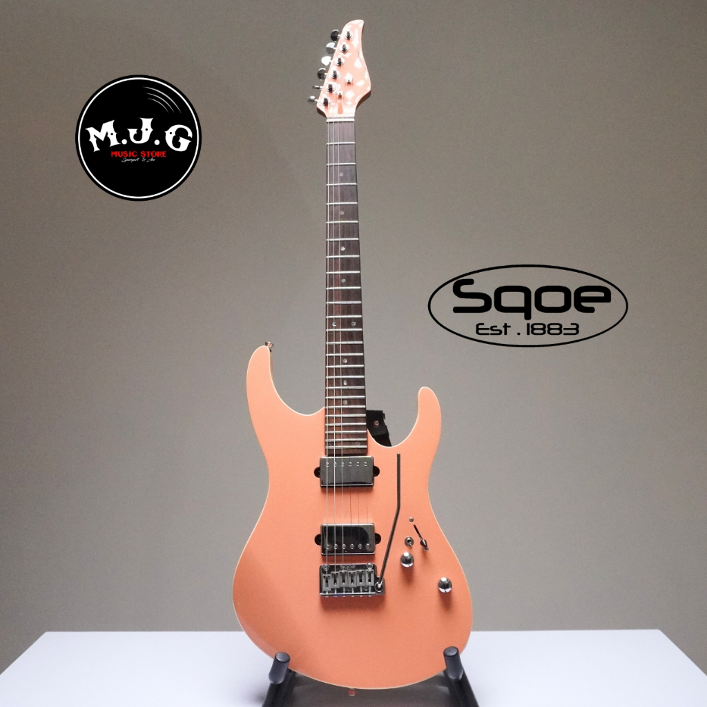 Gitar elektrik Sqoe by spain SEIB500 humbucker HH pickups in coral pink