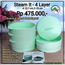 Tupperware steam it 4 layer warna hijau kukusan 4 tingkat