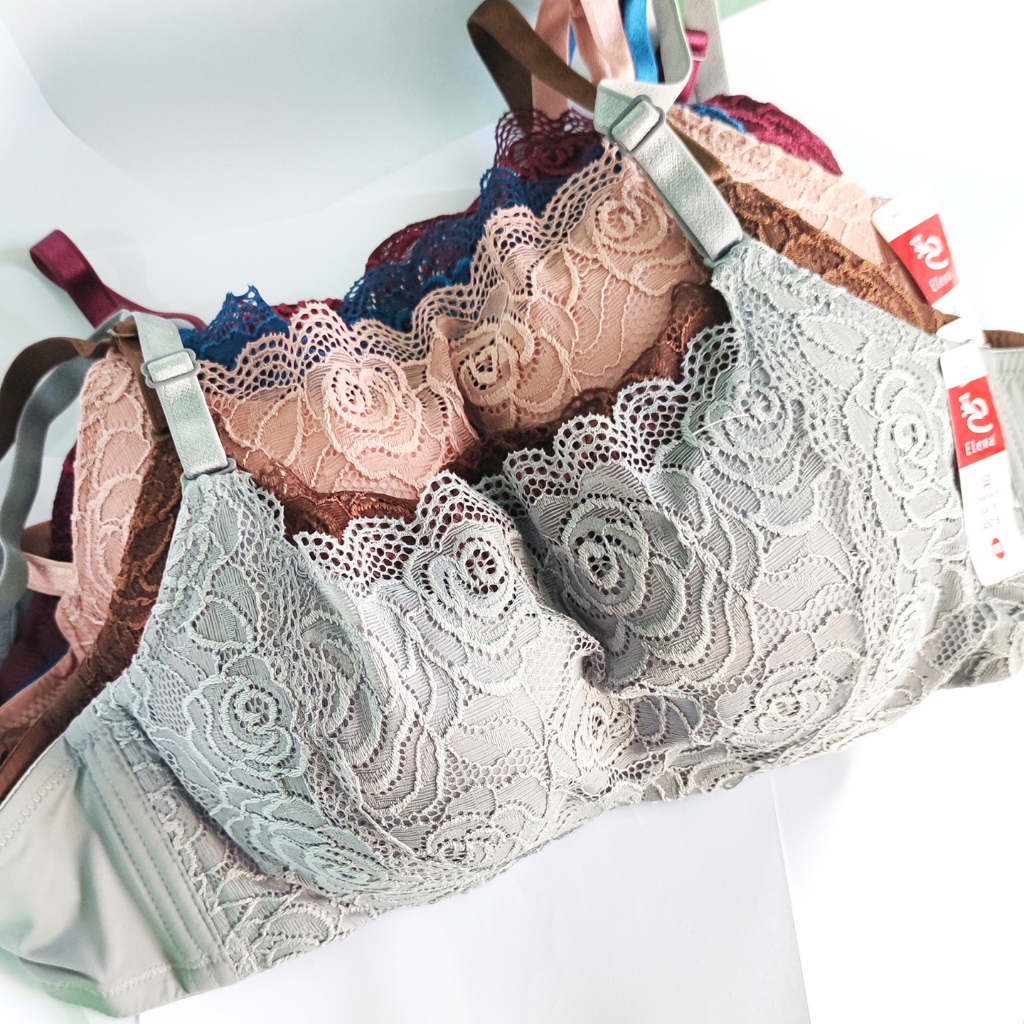 BH Elena Kemben Renda Bunga Berkawat | Bra BH Cup B Floral Brokat Busa Tipis Kait 3 | Pakaian Dalam 