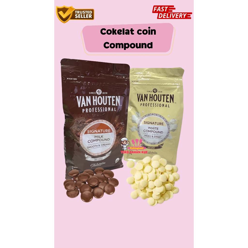 chocolate van houten proffesionals button coin dark / milk / white cokelat compound