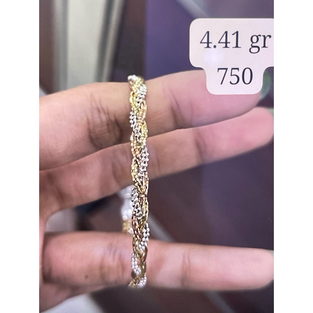 gelang emas asli kadar 750 pro italy kepang rose gold