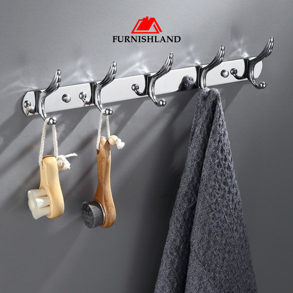 Gantungan Baju Stainless Steel 5 Hook - Gantungan Baju Anti Karat - Gantungan Baju Belakang Pintu