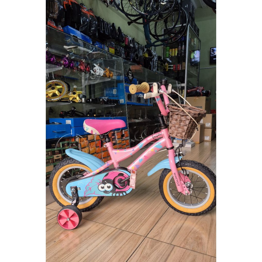Sepeda Anak 12" Inch WIMCYCLE BUGSY SNI Steel Pink Blue Second Mulus Original