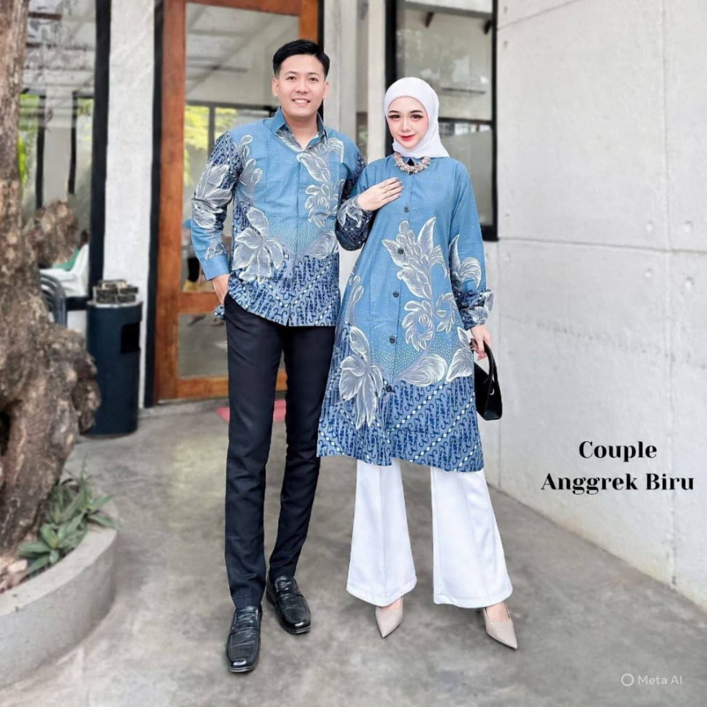 Batik Tunik Couple Modern Set Pakaian Couple Kemeja Batik Pria Premium Baju Batik Couple Tunik Busui
