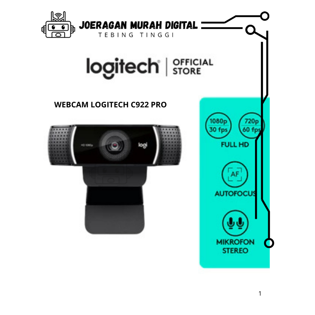 Logitech C922 Pro Webcam 1080p dengan tripod