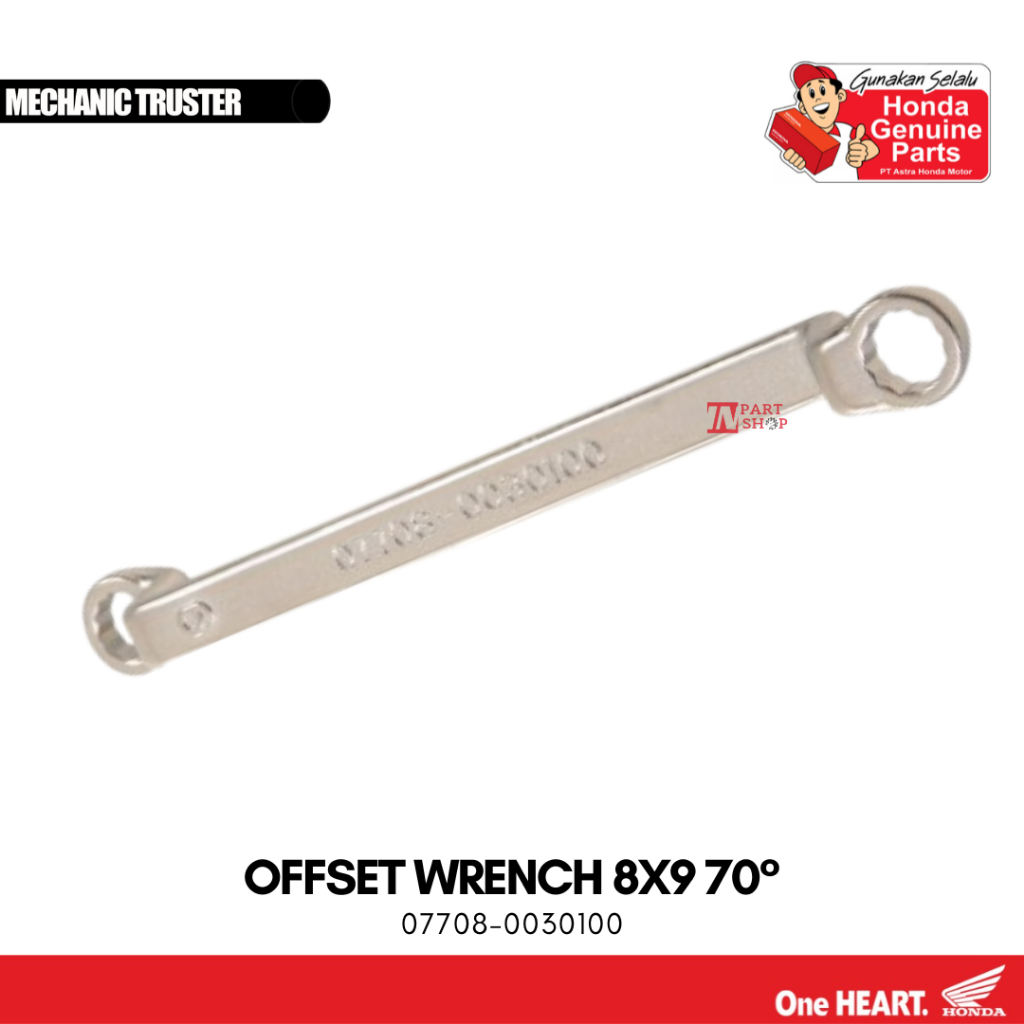 Kunci Ring 8 x 9 70 Derajat (Offset Wrench 8X9 70 Degree) Original Honda KOWA / 07708-0030100