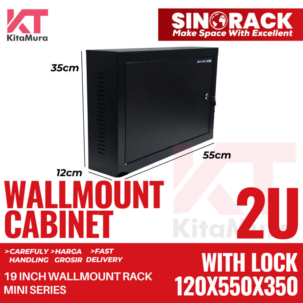 Wallmount Rack Server 2U, Rak Server Single Door 2U