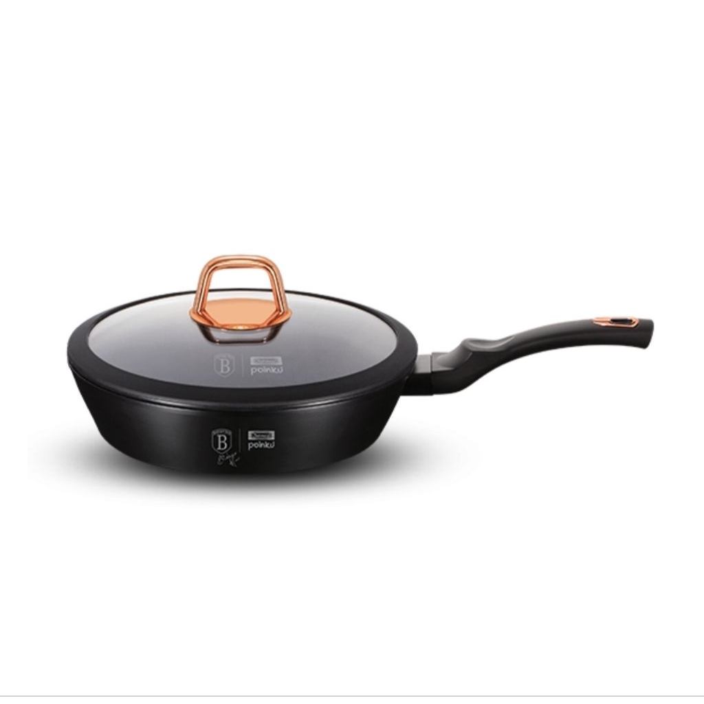 BERLINGER Haus Deep Frypan Lid 24 cm Panci Wajan Fry Pan Masak Anti Lengket Black Rose Indomaret