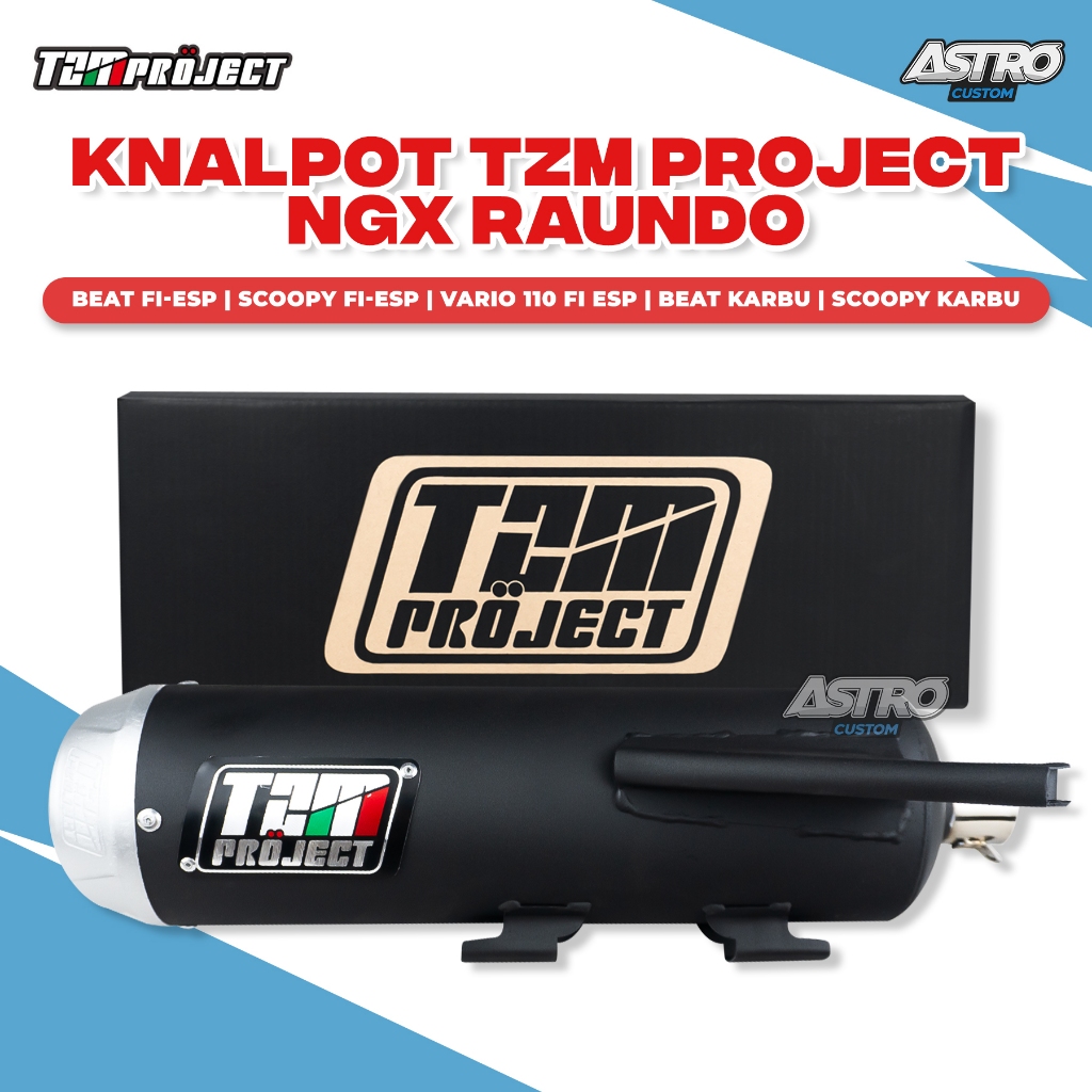 Knalpot TZM Project NGX Raundo Beat Fi ESP Scoopy Fi ESP Genio PCX ADV Black Series Kenalpot Racing