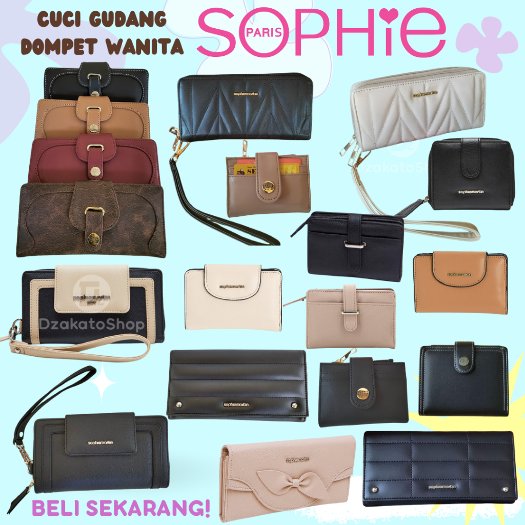 Cuci Gudang Dompet Sophie Martin Paris Wanita Lipat Panjang Koin Resleting HP Simple Korea Mewah