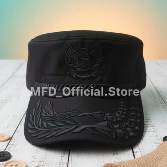 Topi Komando CAMAT Hitam Premium logo GARUDA– Full Bordir + Free Nama