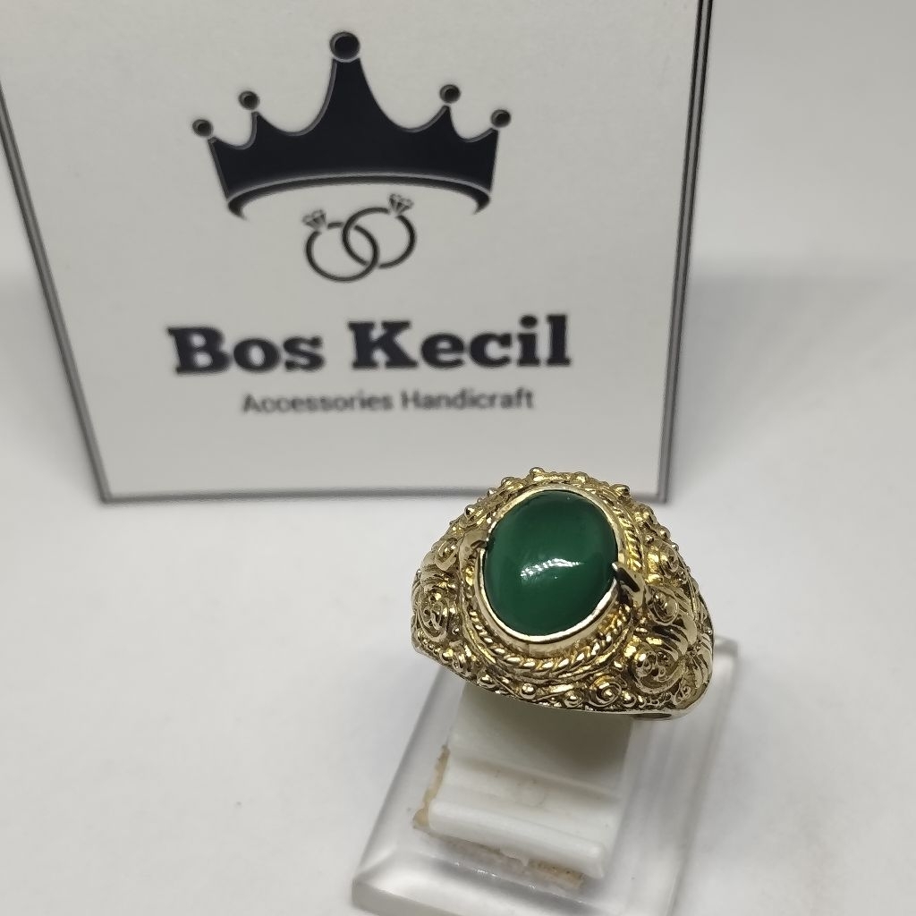 cincin akik batu yaman ahdhor carka bali gold / cincin akik batu yaman ahdhor cakra bali gold mirah 