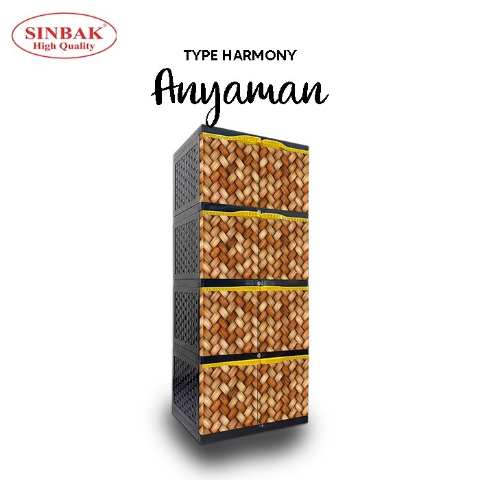 LEMARI PLASTIK SINBAK TIPE HARMONY SUSUN 4 KACA / NON KACA