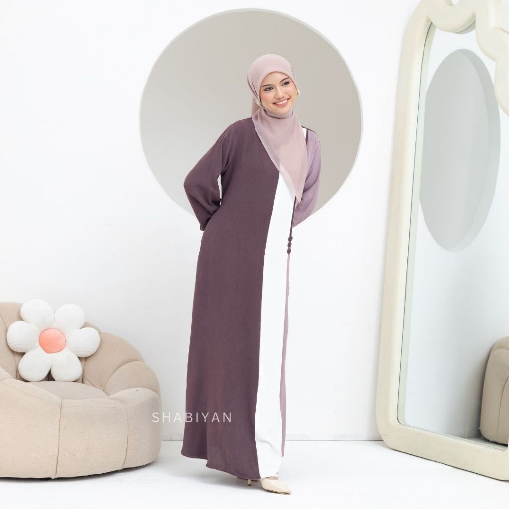 Shabiyan 618 Gamis Kombinasi Warna | Remaja & Dewasa | Simple Elegan