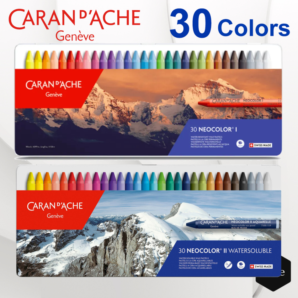 Crayon Carandache Wax Pastels 30 Colors / Krayon Pastel Wax Carand'Ache 30 Warna Neocolor 1 Water Re