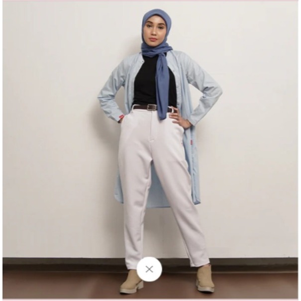 DAUKY Straight Fit Kancing Scuba - Fashion Wanita Muslimah - Celana Bawahan Panjang - Bahan Scuba Ba