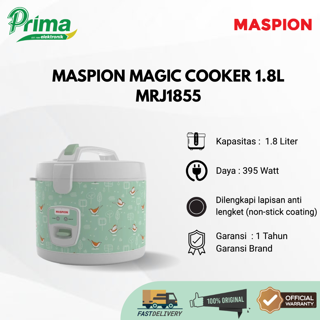 MASPION MRJ1855 1.8 LITER RICE COOKER GARANSI