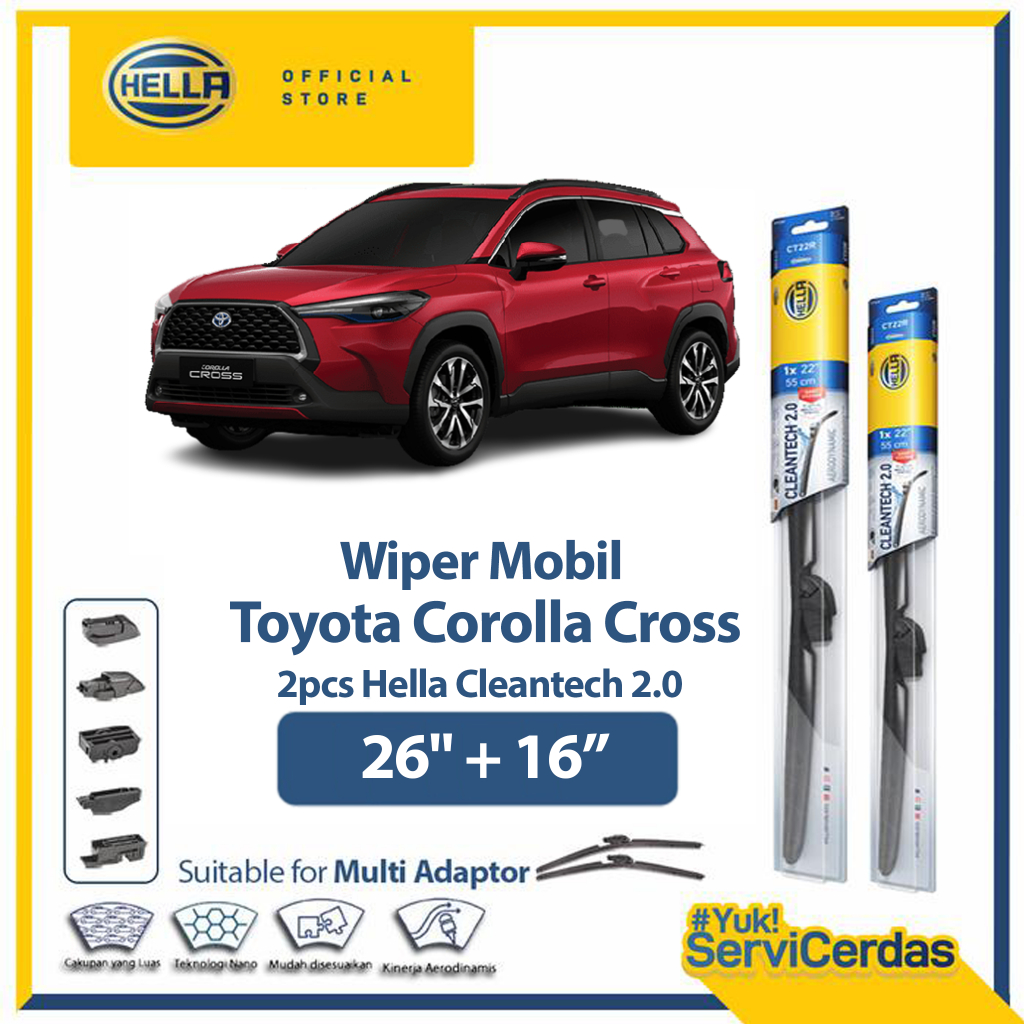 Wiper Mobil TOYOTA Corolla Cross 26” + 16” (2pcs) - HELLA Cleantech 2.0
