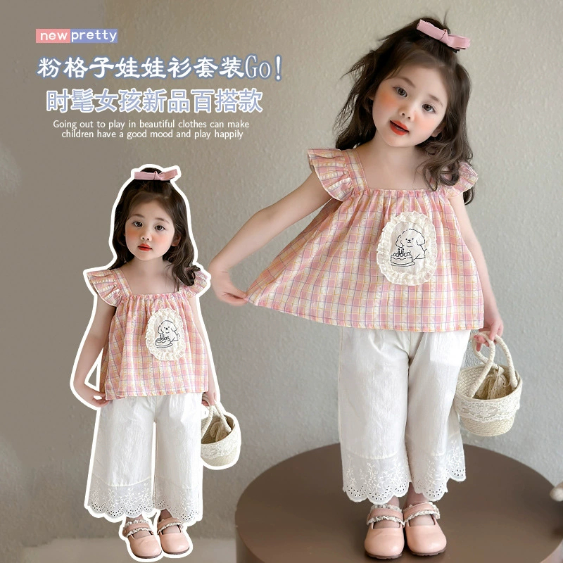 Setelan Anak Perempuan 2 - 9 tahun Top Katun dan Celana Kulot Baju OOTD Anak RAINY