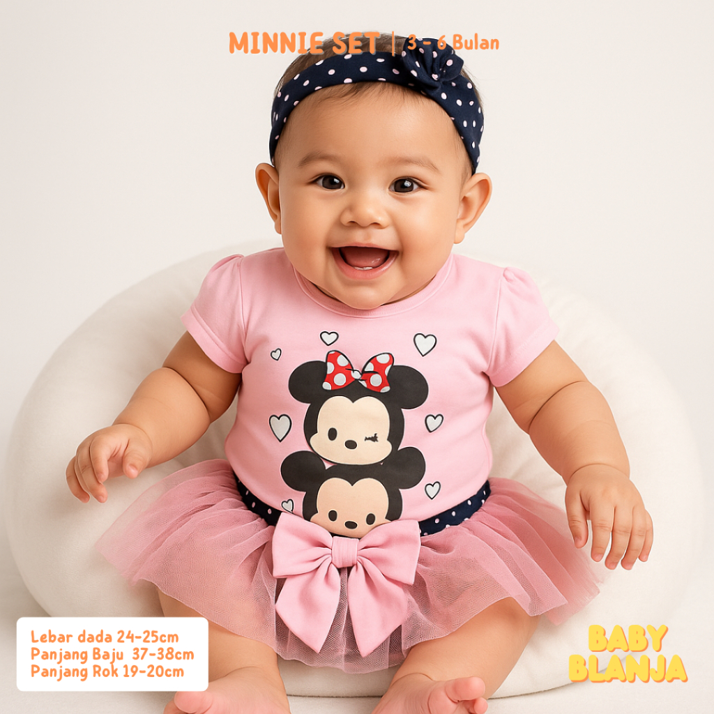 Baju Bayi Perempuan 0 6 Bulan Minnie Set