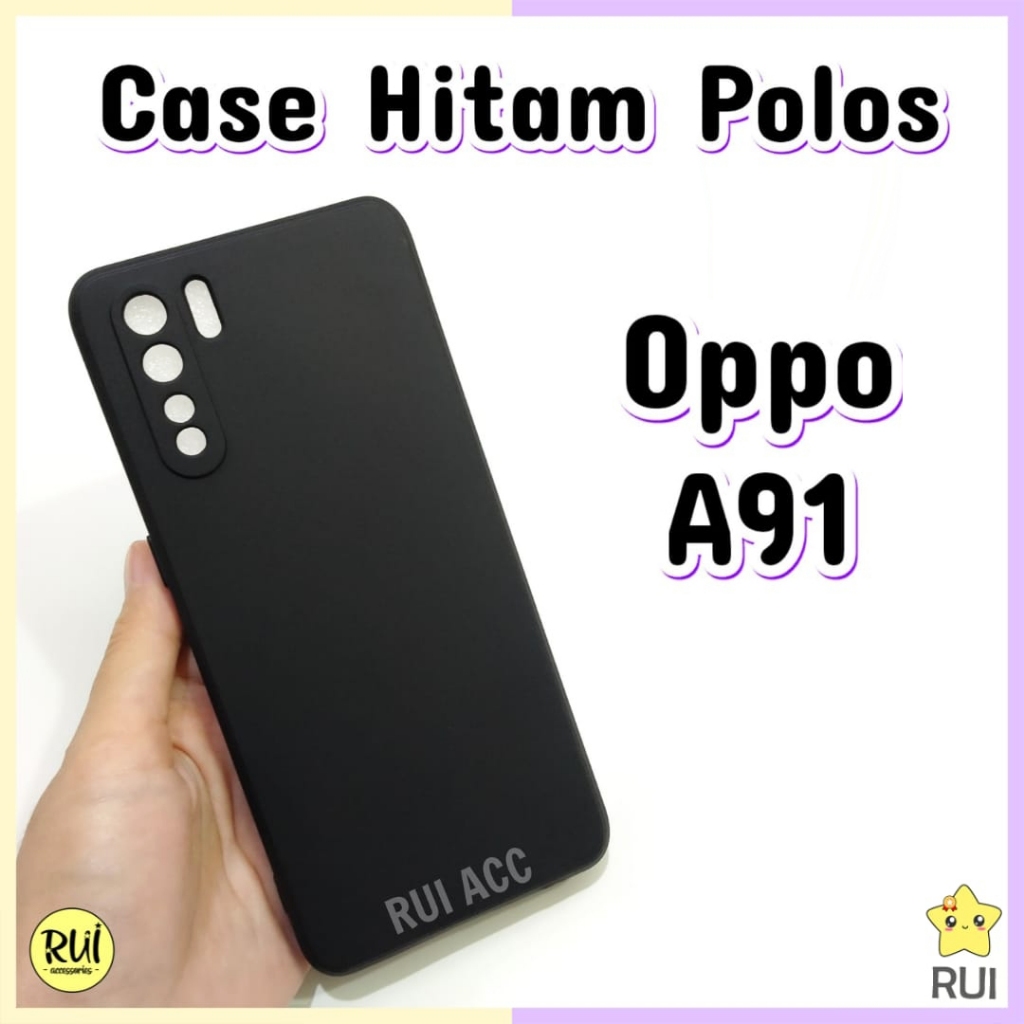 Case Hitam Oppo A91 / F15 Black Matte Softcase Polos Silikon HP Lentur Rui Acc