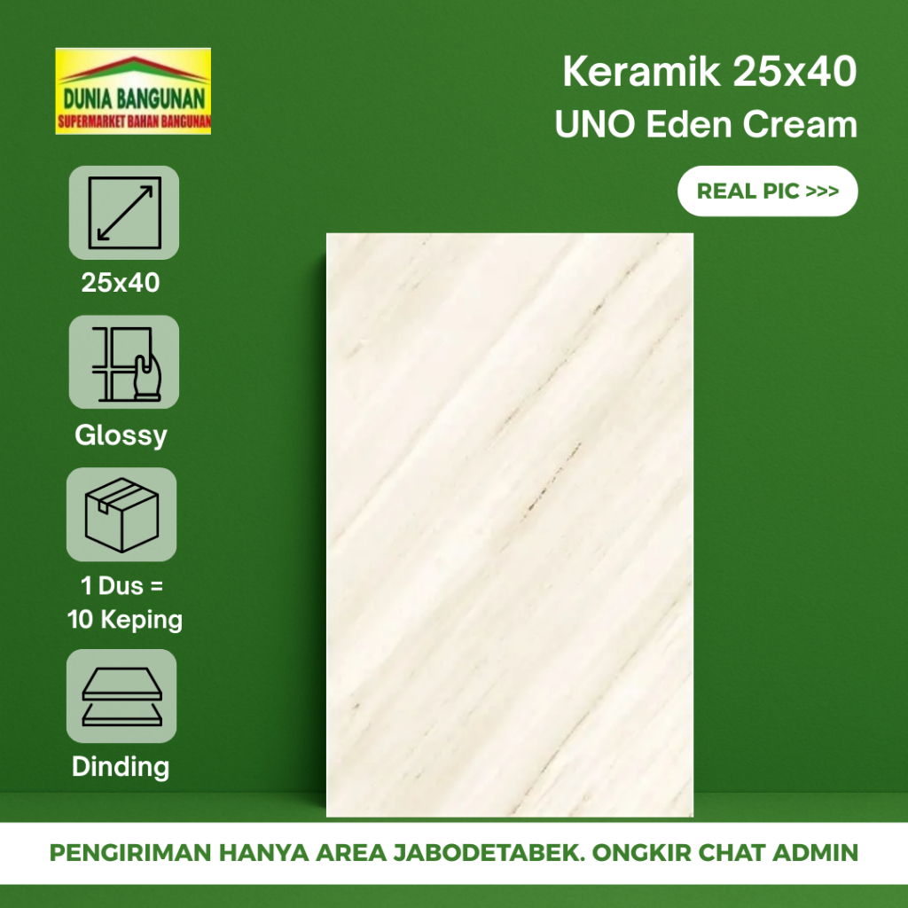 Keramik 25x40 Asia Tile Eden Cream Keramik Dinding