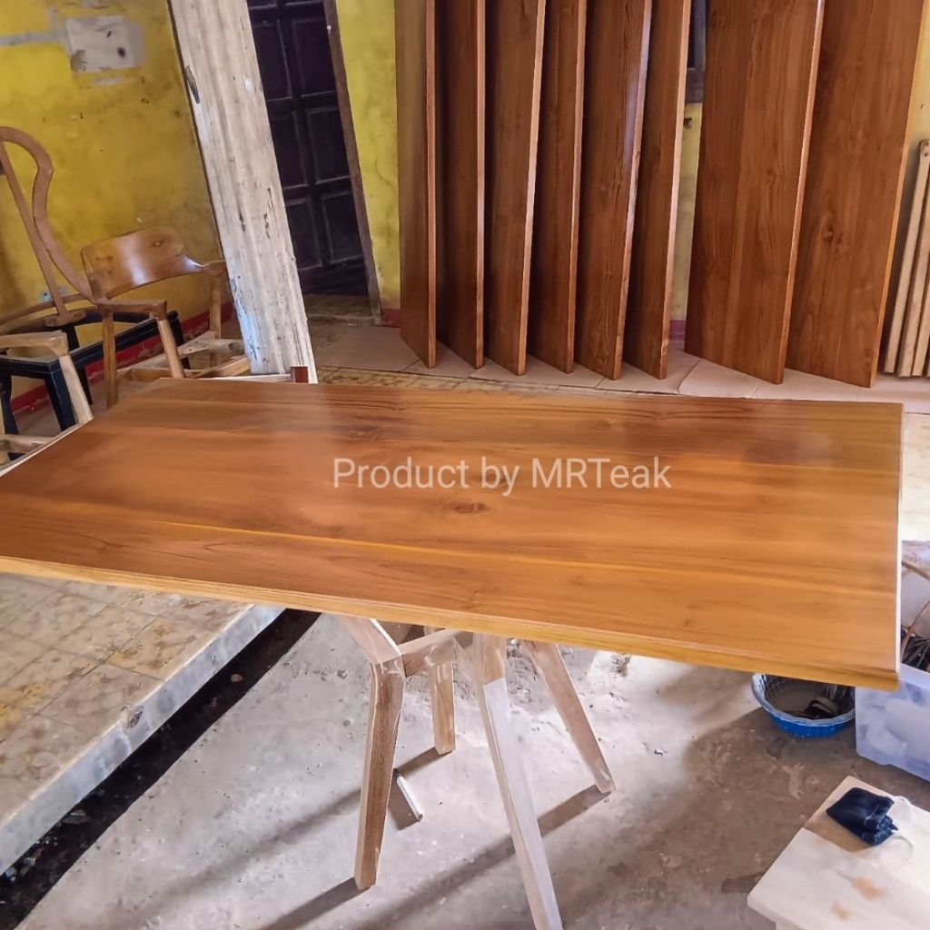 Top table top meja kayu jati