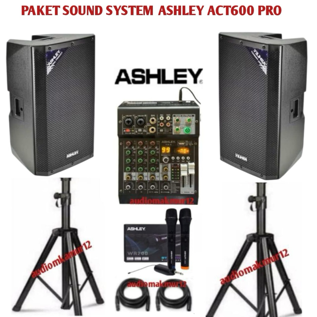 Paket Sound System Ashley ACT600 PRO Komplit Mixer Ashley 4 Channel Dan Mic Wireless Ashley Original