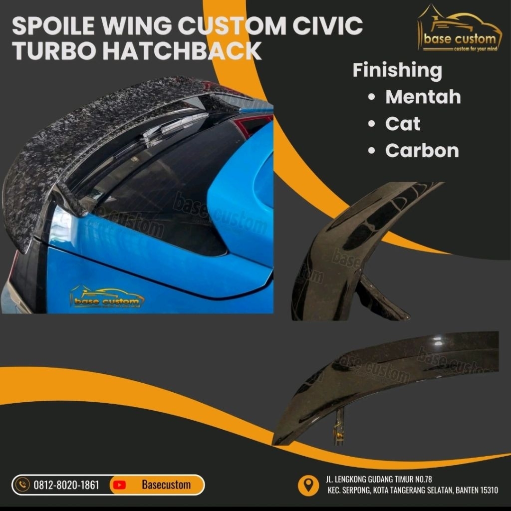 Spoiler Wing Custom Civic Turbo Hatchback