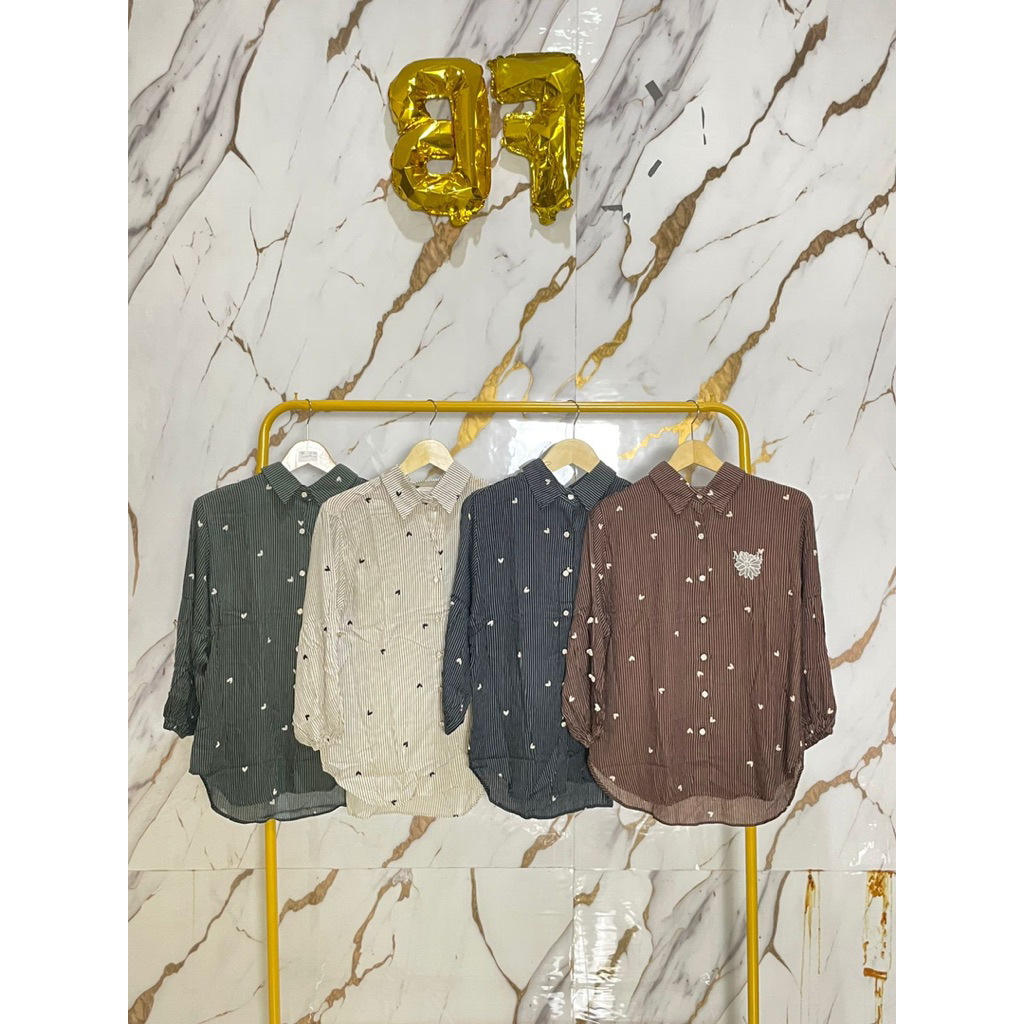 Kemeja Rayon Love bunga, kemeja rayon terbaru, kemeja rayon motif wanita, kemeja twill premium wanit
