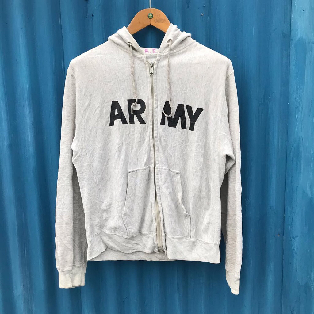 US Army Print Zip-Up Hoodie jacket Size Medium  Grey Colour Way  Sweat Smooth cotton jumper and coll