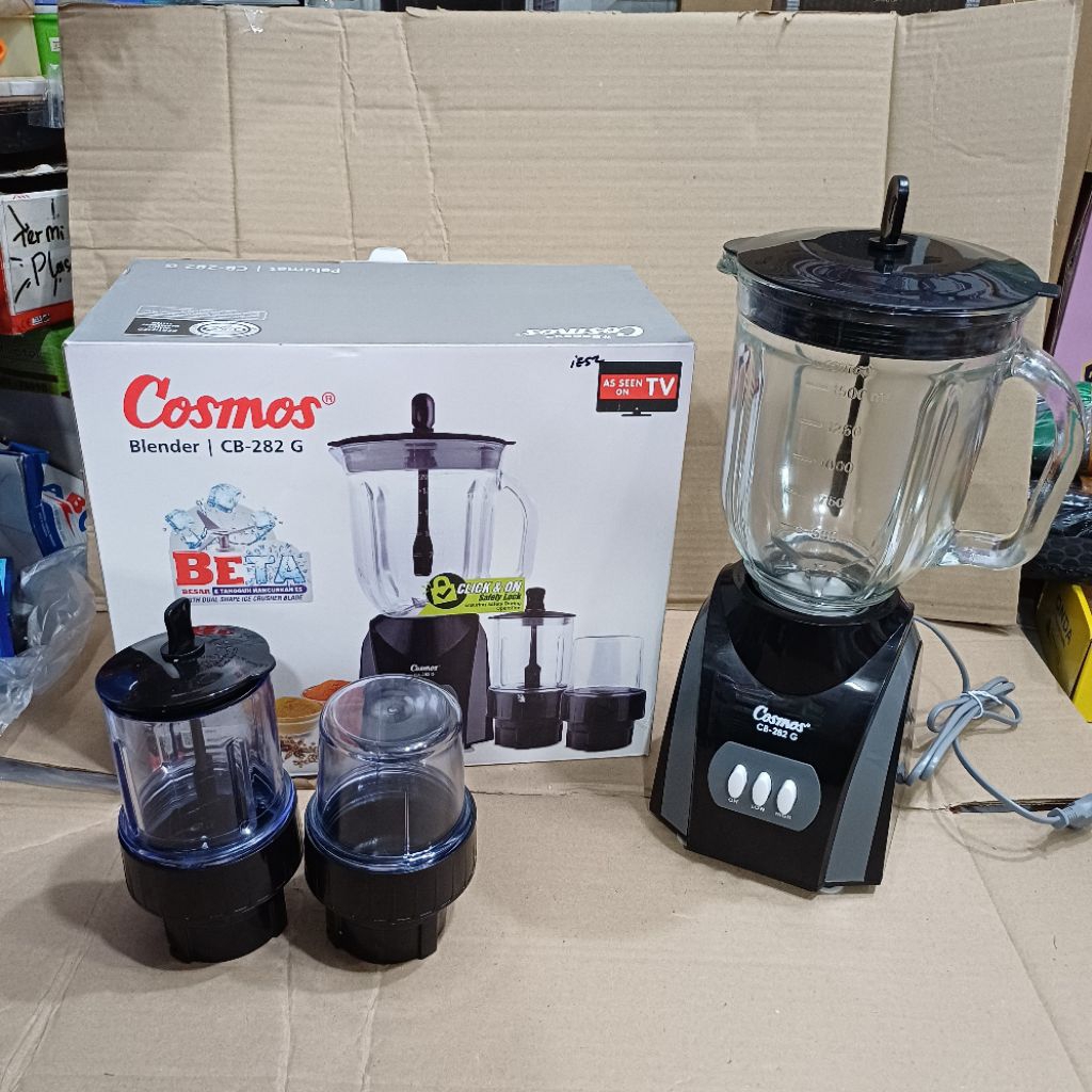 Blender Cosmos CB 282 G 3 Gelas Kaca Juicer dan bumbu kering dan bumbu basah