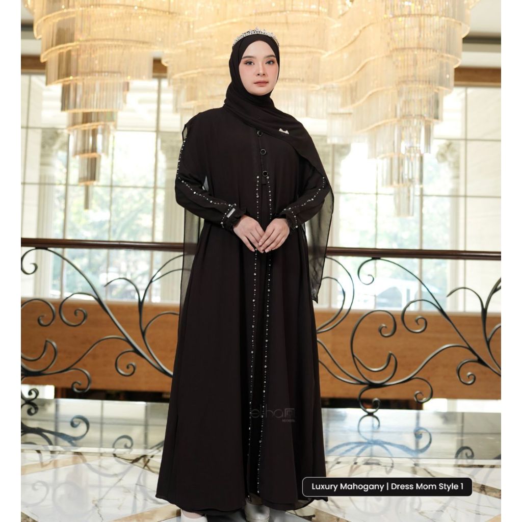 Elha Abaya Turkey Mewah Elegant Gamis Ceruty Babydoll Mix Payet Abaya Terbaru 2025 Remaja Estetik