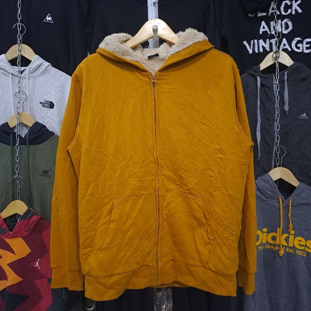 Hoodie Sherpa Polham Kuning Mustard