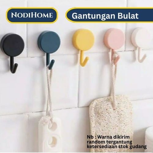 Gantungan Hook Bulat Polos Tempel Tembok Wall Hook Stiker Dinding Kail Tempel Kuat Serbaguna - Eline