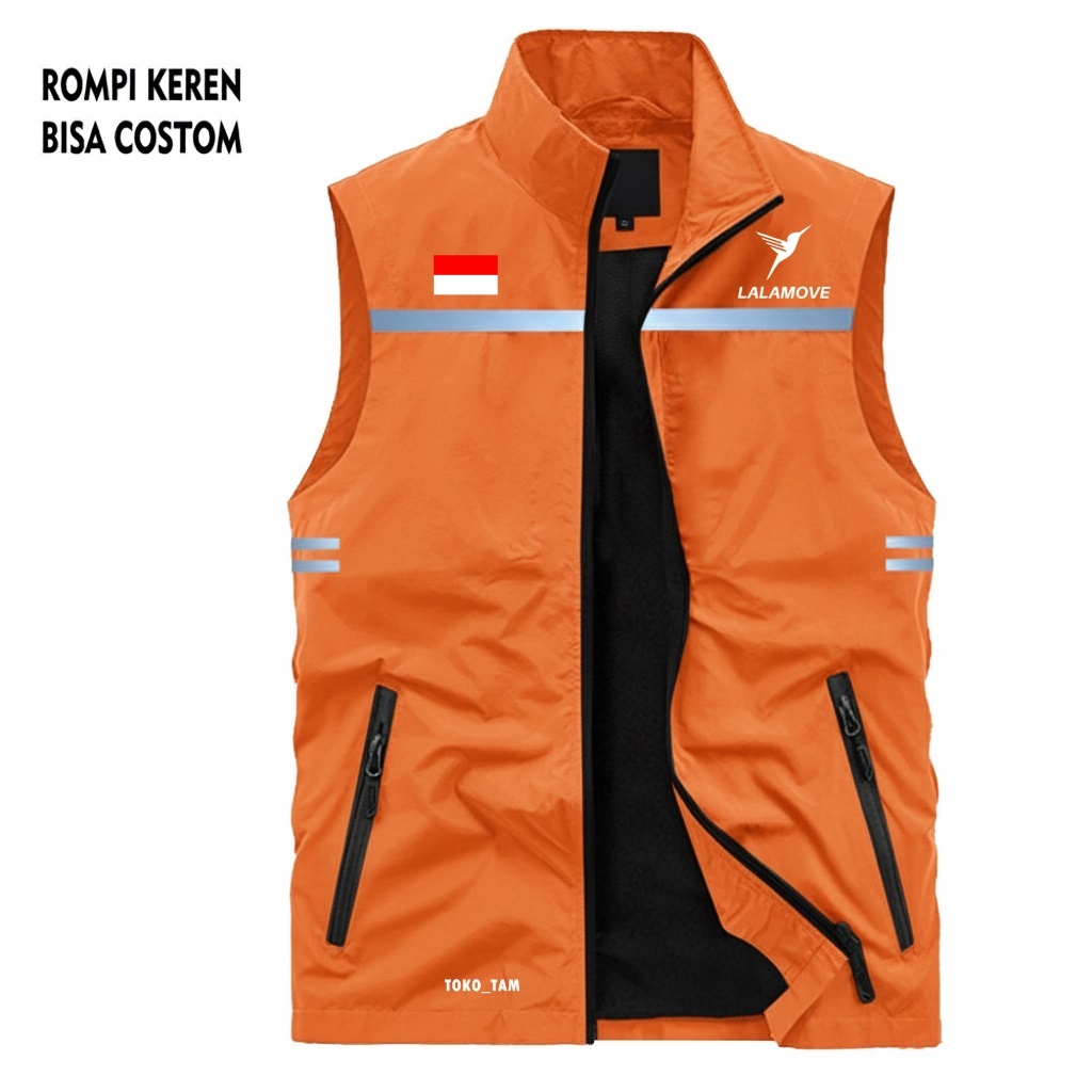Rompi vest Scotlight zipper Logo Lalamove Terbaru Rompi vest taslan kasual logo Lalamove original Ro