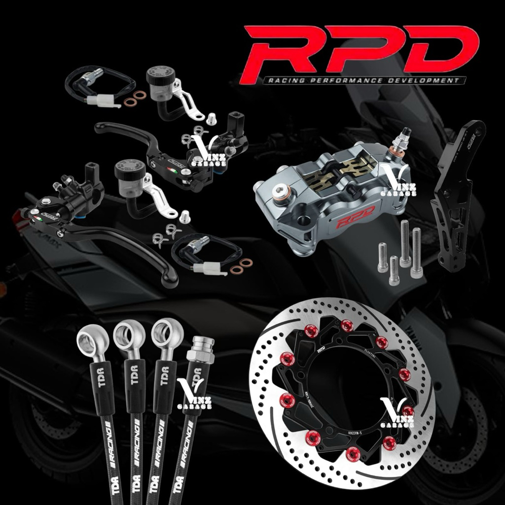 Paket Pengereman Xmax By RPD // Master Rem RPD 17 16 Mm // Kaliper 4 Piston RPD Radial P-100 Mm Tita