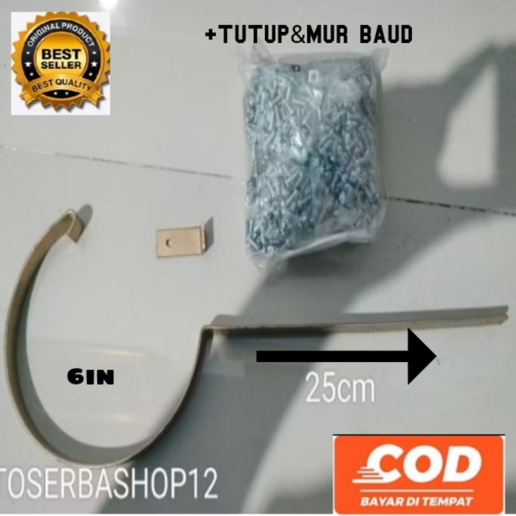 Gantungan Talang Air 6in Bulat Setengah lingkaran besi baja,klem talang air pvc