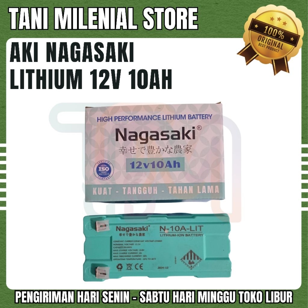 aki Nagasaki 10AH 12V Lithium UPS Sepeda Listrik Tangki Sprayer Elektrik Baterai SELIS